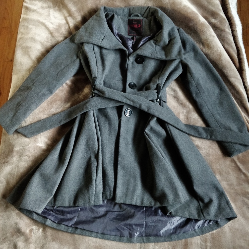 Gray Yoki belted pea coat medium